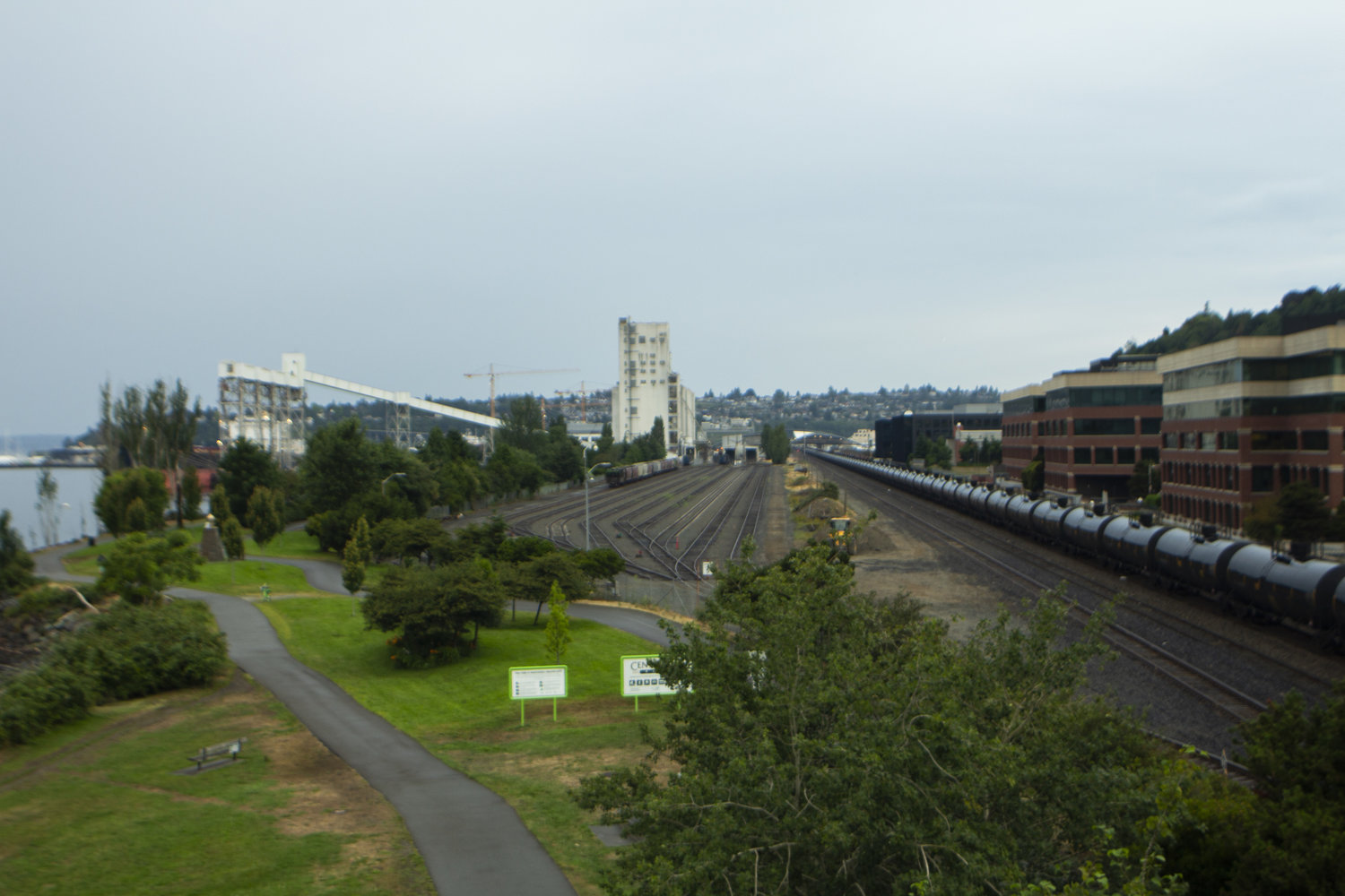 overlooking train tracks