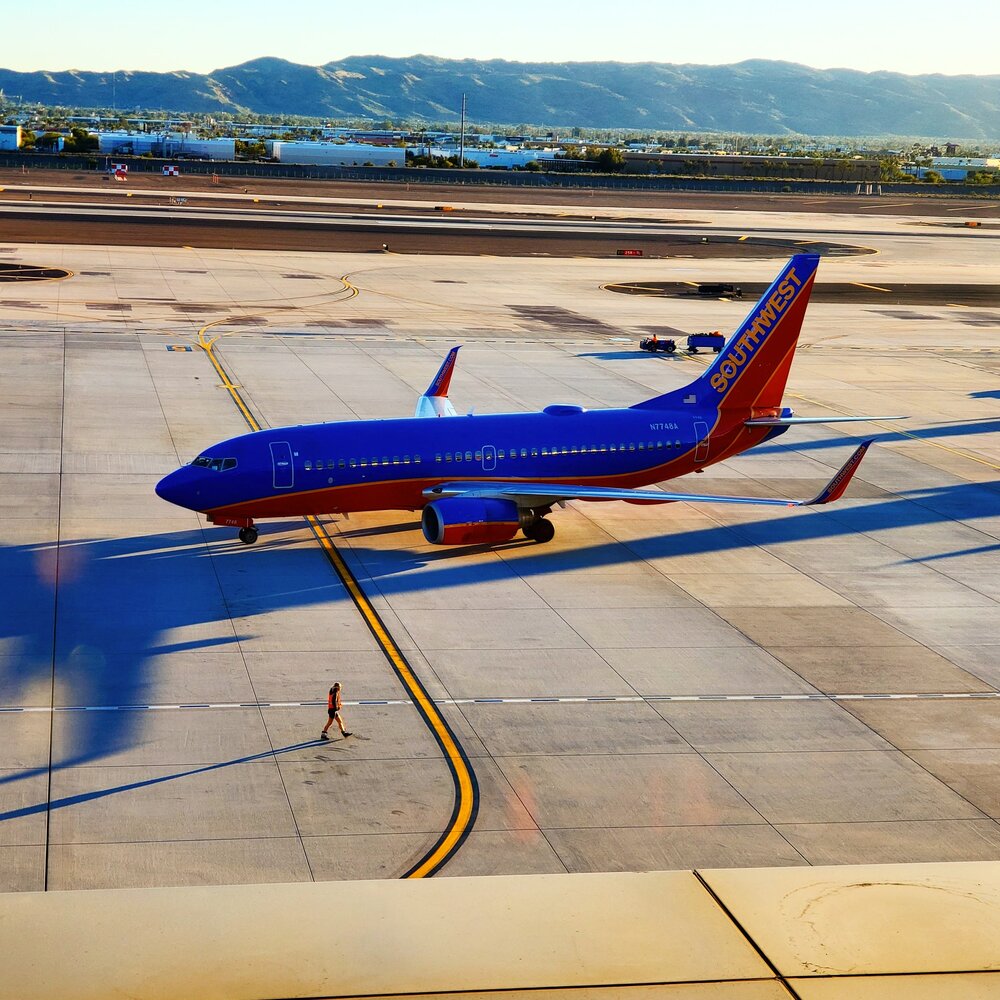 airplane with human for scale